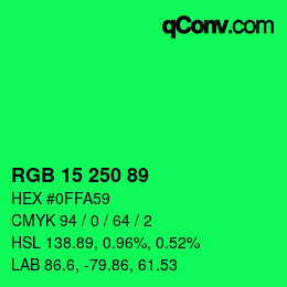 Color code: RGB 15 250 89 | qconv.com