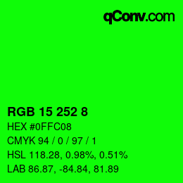 Color code: RGB 15 252 8 | qconv.com