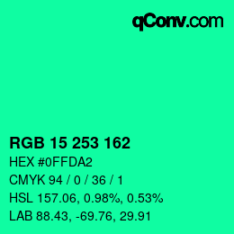 カラーコード: RGB 15 253 162 | qconv.com