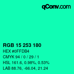 Color code: RGB 15 253 180 | qconv.com