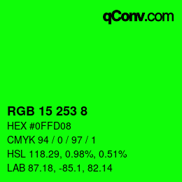 Color code: RGB 15 253 8 | qconv.com
