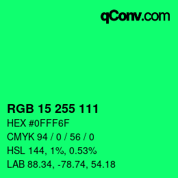 Color code: RGB 15 255 111 | qconv.com