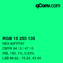Color code: RGB 15 255 135 | qconv.com
