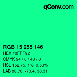 Color code: RGB 15 255 146 | qconv.com