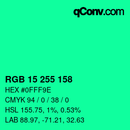 Color code: RGB 15 255 158 | qconv.com
