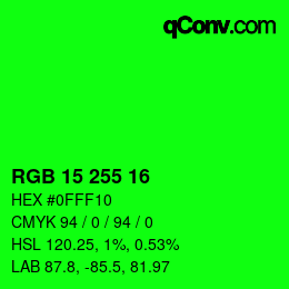 Color code: RGB 15 255 16 | qconv.com