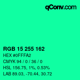 Color code: RGB 15 255 162 | qconv.com