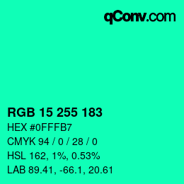 カラーコード: RGB 15 255 183 | qconv.com