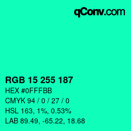 Color code: RGB 15 255 187 | qconv.com