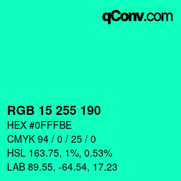 Color code: RGB 15 255 190 | qconv.com