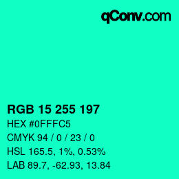 Color code: RGB 15 255 197 | qconv.com