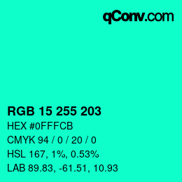 Color code: RGB 15 255 203 | qconv.com