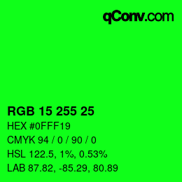 Color code: RGB 15 255 25 | qconv.com