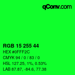 Color code: RGB 15 255 44 | qconv.com