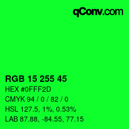 Color code: RGB 15 255 45 | qconv.com
