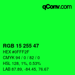 Color code: RGB 15 255 47 | qconv.com