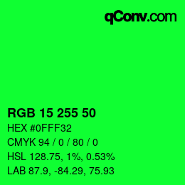 Color code: RGB 15 255 50 | qconv.com