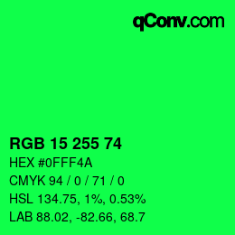 Color code: RGB 15 255 74 | qconv.com