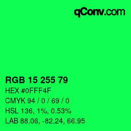 Color code: RGB 15 255 79 | qconv.com