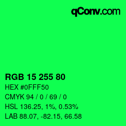Color code: RGB 15 255 80 | qconv.com