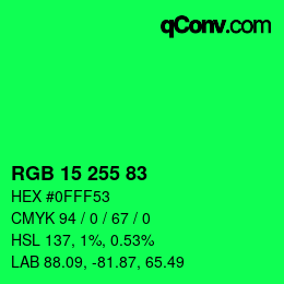 Color code: RGB 15 255 83 | qconv.com