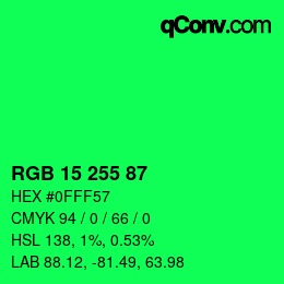 Color code: RGB 15 255 87 | qconv.com