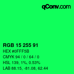 Color code: RGB 15 255 91 | qconv.com