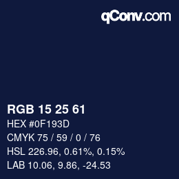 Color code: RGB 15 25 61 | qconv.com