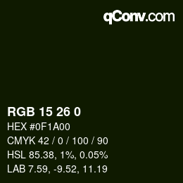 Color code: RGB 15 26 0 | qconv.com