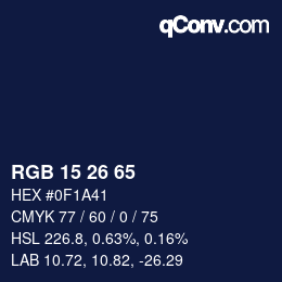Color code: RGB 15 26 65 | qconv.com