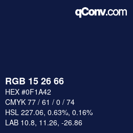 Color code: RGB 15 26 66 | qconv.com