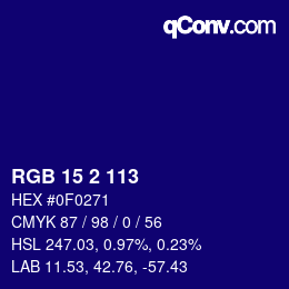 Color code: RGB 15 2 113 | qconv.com