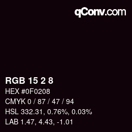 Color code: RGB 15 2 8 | qconv.com