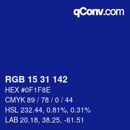 Color code: RGB 15 31 142 | qconv.com