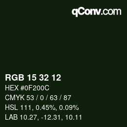 Color code: RGB 15 32 12 | qconv.com