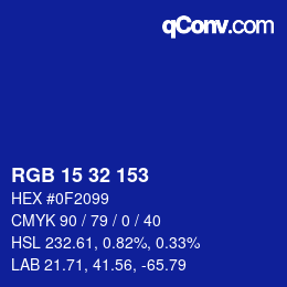 Color code: RGB 15 32 153 | qconv.com