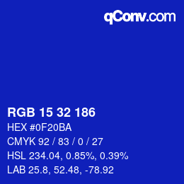 Color code: RGB 15 32 186 | qconv.com