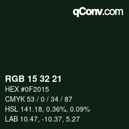 Color code: RGB 15 32 21 | qconv.com