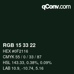 Color code: RGB 15 33 22 | qconv.com