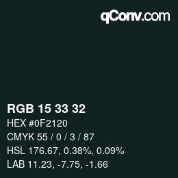 Color code: RGB 15 33 32 | qconv.com