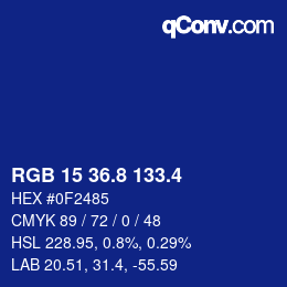 カラーコード: RGB 15 36.8 133.4 | qconv.com
