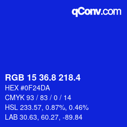 カラーコード: RGB 15 36.8 218.4 | qconv.com
