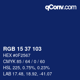 Color code: RGB 15 37 103 | qconv.com