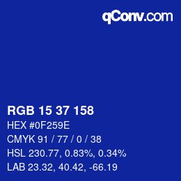 颜色代码: RGB 15 37 158 | qconv.com