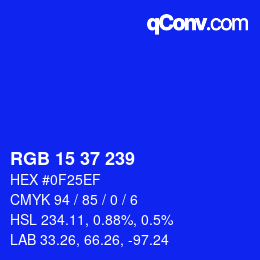 カラーコード: RGB 15 37 239 | qconv.com