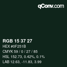 Color code: RGB 15 37 27 | qconv.com