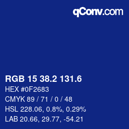カラーコード: RGB 15 38.2 131.6 | qconv.com