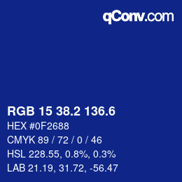 カラーコード: RGB 15 38.2 136.6 | qconv.com