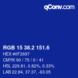 カラーコード: RGB 15 38.2 151.6 | qconv.com