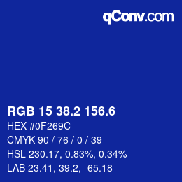 カラーコード: RGB 15 38.2 156.6 | qconv.com